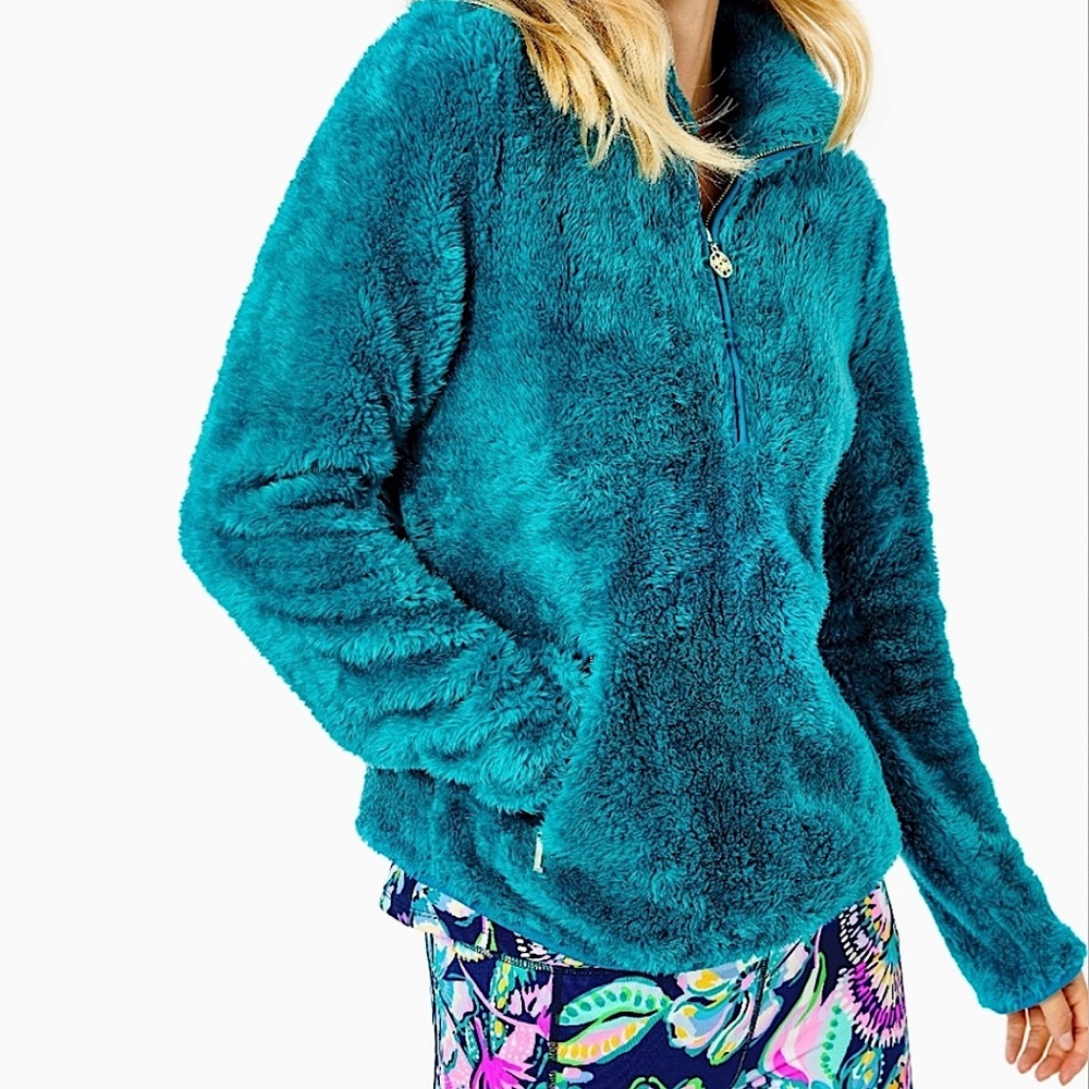 Lilly Pulitzer Skipper Sherpa Popover Valencia Teal XS
